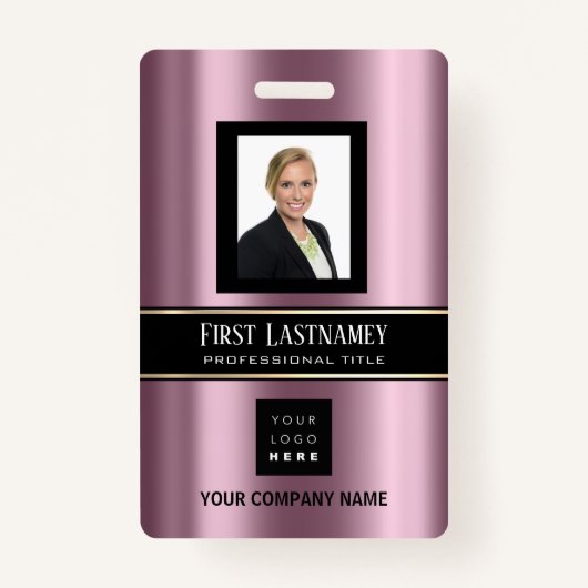 Badge Code-barres Carte d'ID photo Vertical Purple Gold (Devant)