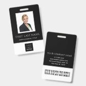 Badge Code-barres - Carte d'identité de la photo Noir bl (Avant & arrière)