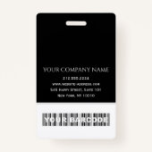 Badge Code-barres - Carte d'identité de la photo Noir bl (Dos)