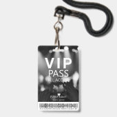 Badge Code-barres d'accès VIP tout-accès noir et blanc B (Avant avec lanière)