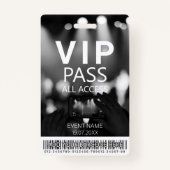 Badge Code-barres d'accès VIP tout-accès noir et blanc B (Devant)