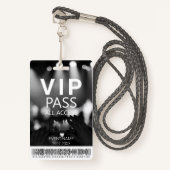 Badge Code-barres d'accès VIP tout-accès noir et blanc B (Devant avec lanière)