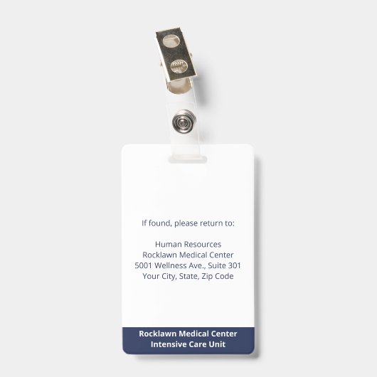 Badge Code-barres de la photo de l'employé Carte d'ident (Arrière avec clip)