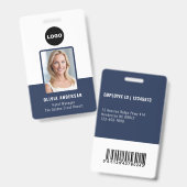 Badge Code-barres de la photo d'identité de l'employé de (Avant & arrière)