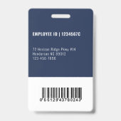 Badge Code-barres de la photo d'identité de l'employé de (Arrière)