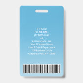 Badge Code-barres de la photo d'identité de l'employé Vo (Arrière)