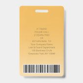 Badge Code-barres de la photo d'identité de l'employé Vo (Arrière)