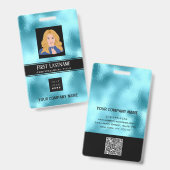 Badge Code-barres de l'employé Analyseur de noms Bleu ve (Avant & arrière)