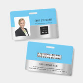 Badge Code-barres de l'employé Analyseur de noms gris oc (Avant & arrière)