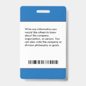 Badge Code-barres de l'employé de l'entreprise Logo ID I (Arrière)
