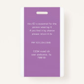 Badge code-barres de l'employé - étiquette (Dos)