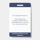 Badge Code-barres de l'employé Marine Blanc Médicale (Arrière)