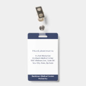 Badge Code-barres de l'employé Marine Blanc Médicale (Arrière avec clip)