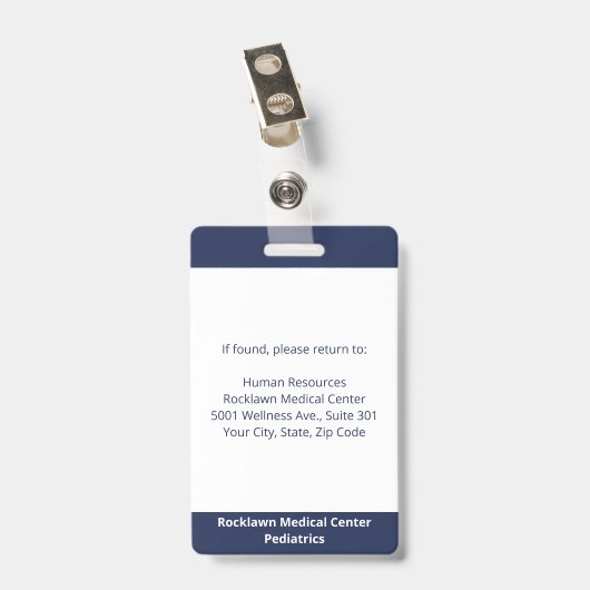 Badge Code-barres de l'employé Marine Blanc Médicale (Arrière avec clip)