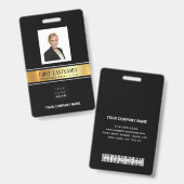 Badge Code-barres de l'employé Nom de l'analyse Gold Ver (Avant & arrière)