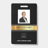 Badge Code-barres de l'employé Nom de l'analyse Gold Ver (Avant)