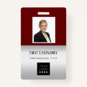 Badge Code-barres de l'employé Scanner Nom du logo Gris (Devant)