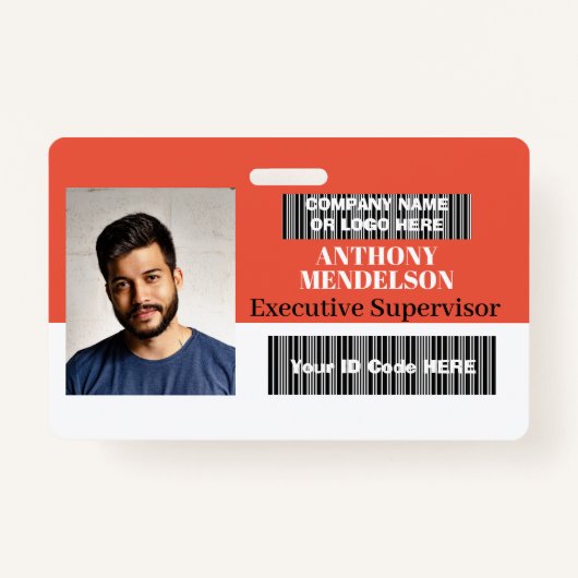 Badge Code-barres de l'étiquette d'identification photo  (Devant)