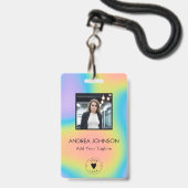 Badge Code-barres de logo de photo d'employé holographiq (Avant avec lanière)