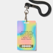 Badge Code-barres de logo de photo d'employé holographiq (Arrière avec lanière)