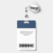 Badge Code-barres de logo de photo d'entreprise bleu mar (Arrière avec rétractable)