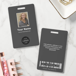 Badge Code-barres de logo de photo d'entreprise gris cha