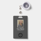 Badge Code-barres de logo de photo d'entreprise gris cha (Avant avec rétractable)