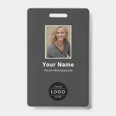 Badge Code-barres de logo de photo d'entreprise gris cha (Avant)