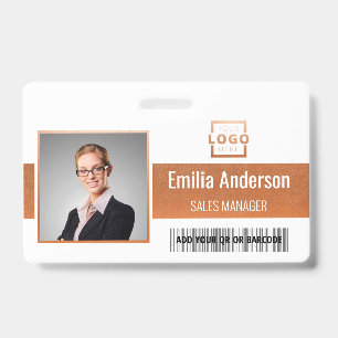 Badge Code-barres de logo d'entreprise personnalisé Phot