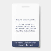 Badge Code-barres de photo d'employé Blanc Bleu ID d'hôp (Arrière)