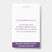 Badge Code-barres de photo d'employé Blanc Violet ID d'h (Arrière)