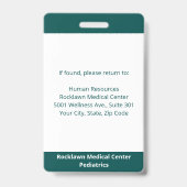 Badge Code-barres de photo d'employé Bleu-vert Carte d'i (Arrière)