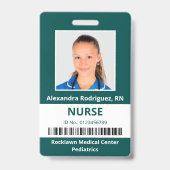 Badge Code-barres de photo d'employé Bleu-vert Carte d'i (Avant)