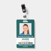 Badge Code-barres de photo d'employé Bleu-vert Carte d'i (Avant avec clip)