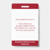 Badge Code-barres de photo d'employé Rouge foncé Blanc I (Arrière)