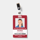 Badge Code-barres de photo d'employé Rouge foncé Blanc I (Avant avec clip)