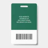Badge Code-barres d'identification d'un employé médecin (Arrière)