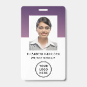 Badge Code-barres du logo de l'entreprise violet Carte d (Avant)