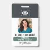 Badge Code-barres du logo de photo d'aide-soignant certi (Avant)