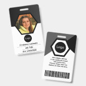Badge code-barres du logo photo de l'entreprise personna (Front & Back)