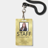 Badge Code-barres du personnel personnalisé - Insigne d' (Avant avec lanière)