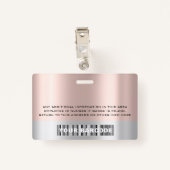 Badge Code-barres employé personnalisé Nom du logo Rose  (Dos avec clip)