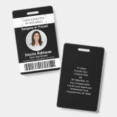 Badge Code-barres en noir et blanc de la carte d'identit (Avant & arrière)