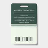 Badge Code-barres et ID logo professionnel (Arrière)