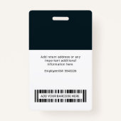 Badge Code-barres et logo de l'employé Nom personnalisé (Dos)