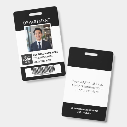 Badge Code-barres et logo d'entreprise (Avant & arrière)