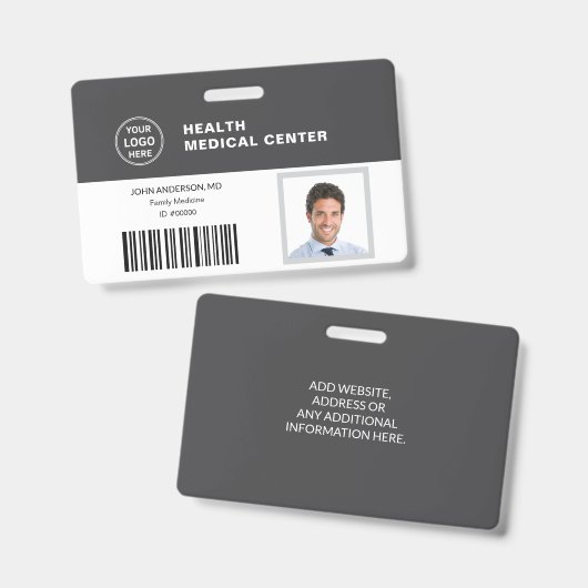 Badge Code-barres ID Clinique de soins médicaux de santé (Avant & arrière)