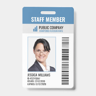 Badge Code-barres Logo de l'entreprise Photo ID employé
