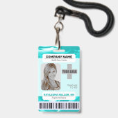 Badge Code-barres Modèle photo Turquoise Green Marble Nu (Avant avec lanière)