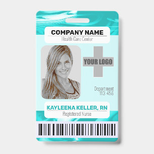 Badge Code-barres Modèle photo Turquoise Green Marble Nu